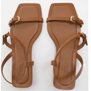 Zara | Leather Tan & Gold Sandals